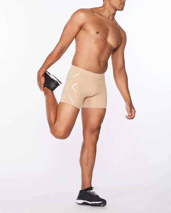 Tights Mens 2XU Core Compression 12 Shorts Beigesilver