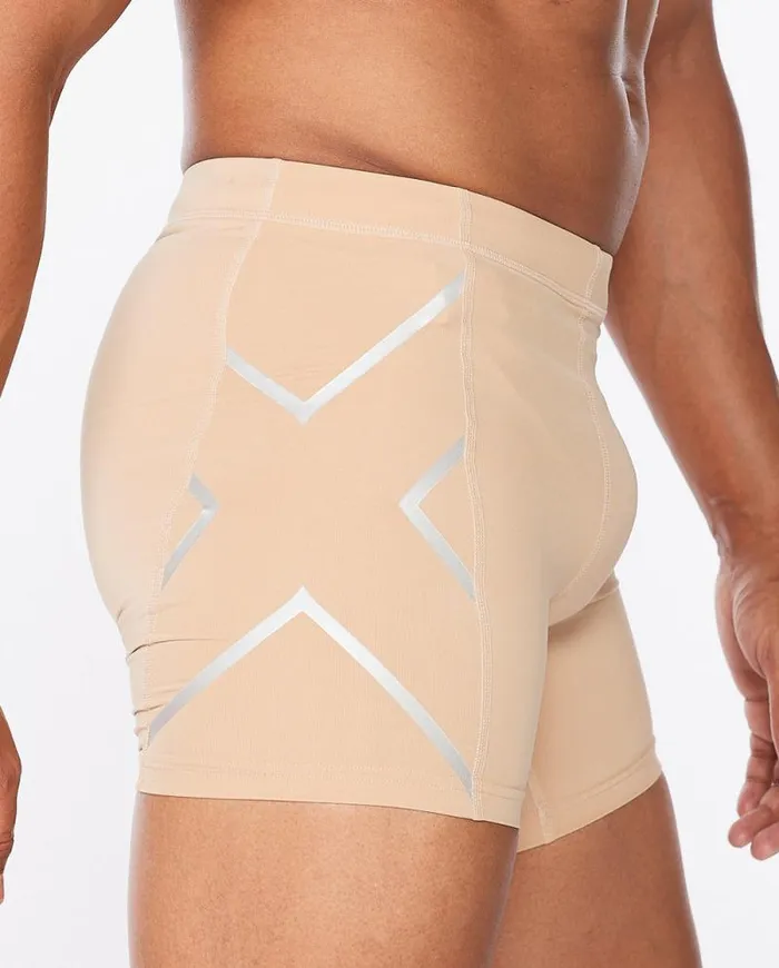 Tights Mens 2XU Core Compression 12 Shorts Beigesilver