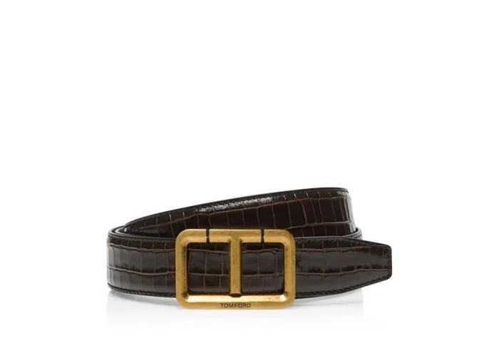 TOM FORD Belts Men GLOSSY PRINTED CROC SCORED T BELT