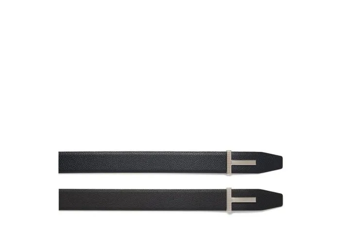 TOM FORD Belts Men GRAIN LEATHER RIDGE BUCKLE T BELT Dark Navy Black TOM FORD Belts Men GRAIN LEATHER RIDGE BUCKLE T BELT Dark Navy Black