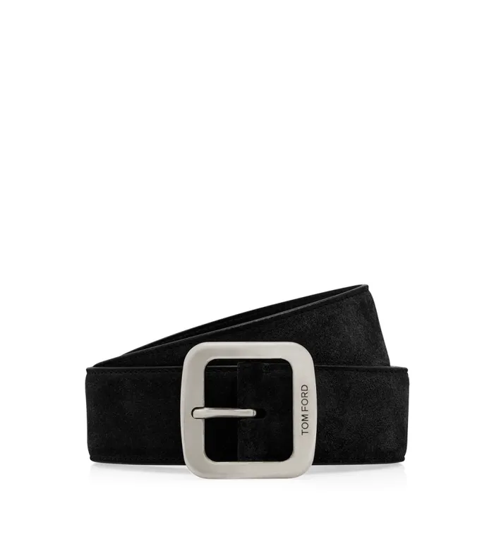 TOM FORD Belts Men SUEDE SQUARE BELT Black