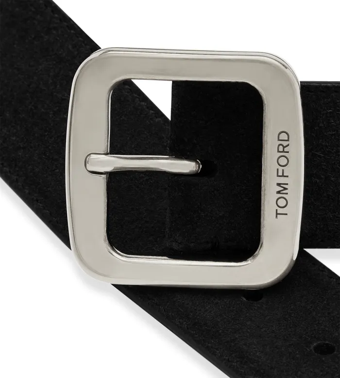 TOM FORD Belts Men SUEDE SQUARE BELT Black TOM FORD Belts Men SUEDE SQUARE BELT Black