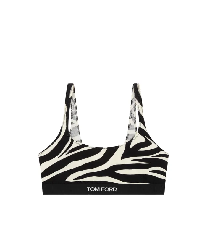 TOM FORD Bras Women OPTICAL ZEBRA PRINTED MODAL SIGNATURE BRALETTE Ecru Black TOM FORD Bras Women OPTICAL ZEBRA PRINTED MODAL SIGNATURE BRALETTE Ecru Black