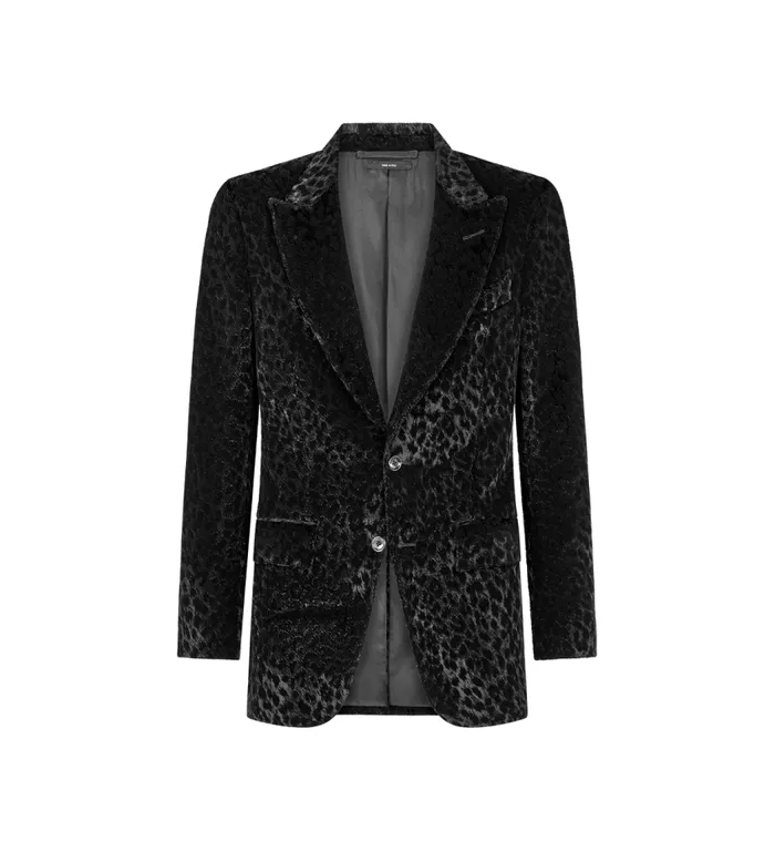 TOM FORD Jackets Men VELVET LEOPARD ATTICUS JACKET Black