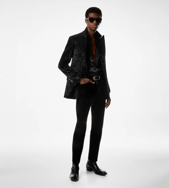 TOM FORD Jackets Men VELVET LEOPARD ATTICUS JACKET Black TOM FORD Jackets Men VELVET LEOPARD ATTICUS JACKET Black