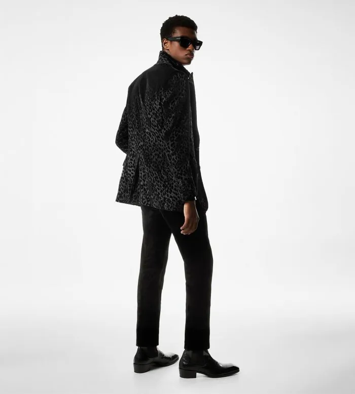 TOM FORD Jackets Men VELVET LEOPARD ATTICUS JACKET Black TOM FORD Jackets Men VELVET LEOPARD ATTICUS JACKET Black