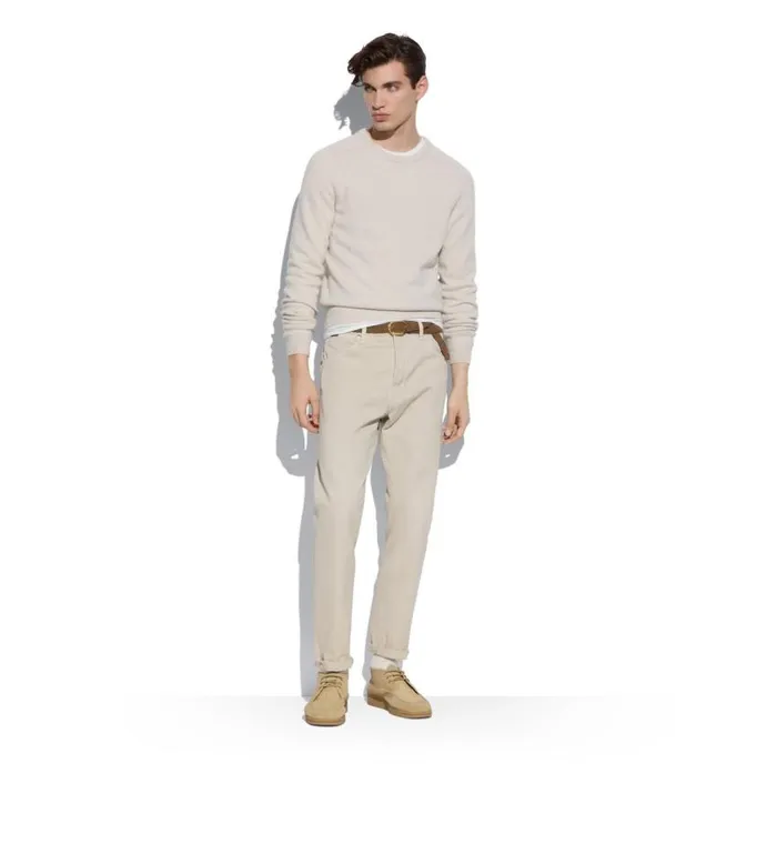 TOM FORD Knitwear Men CASHMERE SADDLE CREW NECK Ivory TOM FORD Knitwear Men CASHMERE SADDLE CREW NECK Ivory