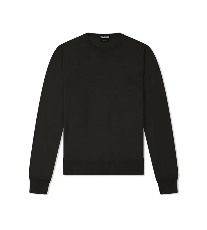 TOM FORD Knitwear Men FINE GAUGE CASHMERE SILK CREW NECK Black