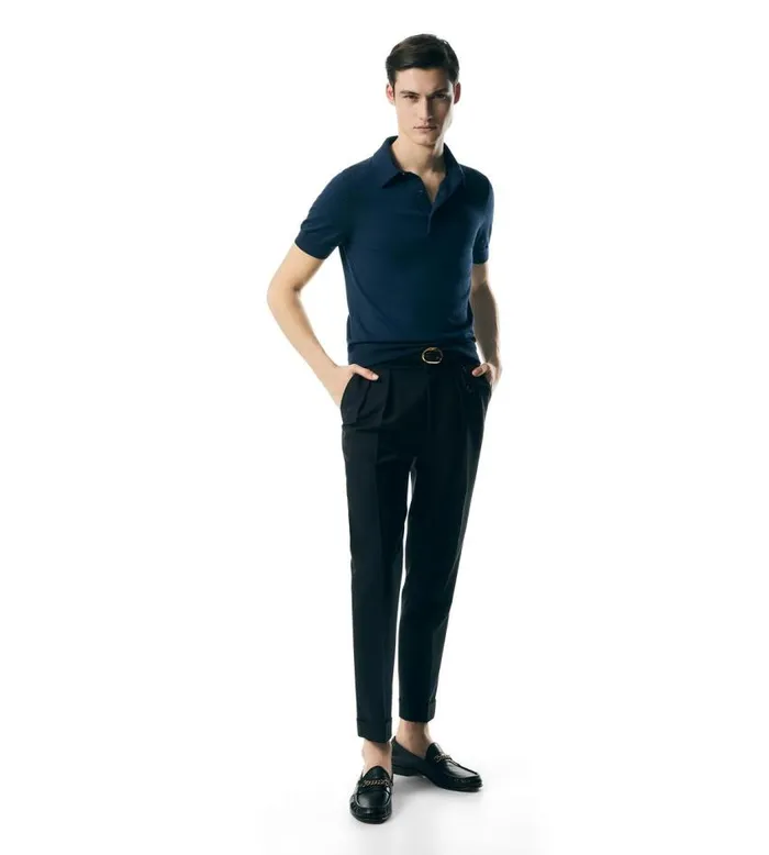 TOM FORD Knitwear Men FINE GAUGE CASHMERE SILK POLO Midnight Blue TOM FORD Knitwear Men FINE GAUGE CASHMERE SILK POLO Midnight Blue