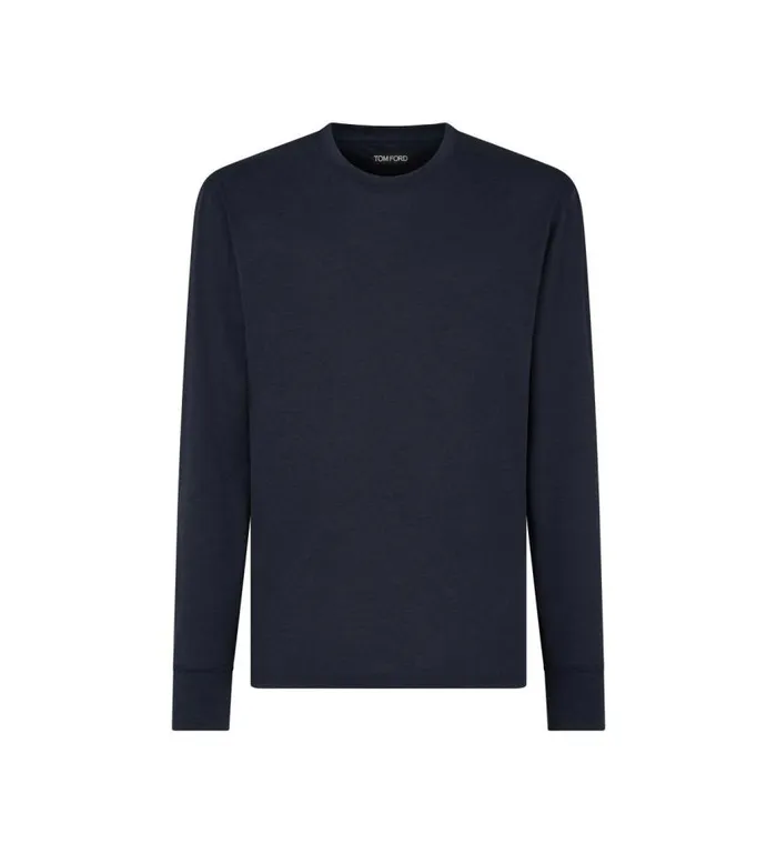 TOM FORD Knitwear Men LYOCELL COTTON CREW TSHIRT Navy