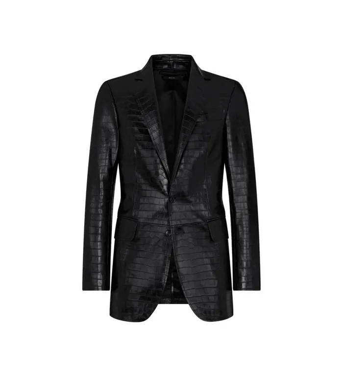 TOM FORD Outerwear Men PRINTED CROC SARTORIAL BLAZER Black
