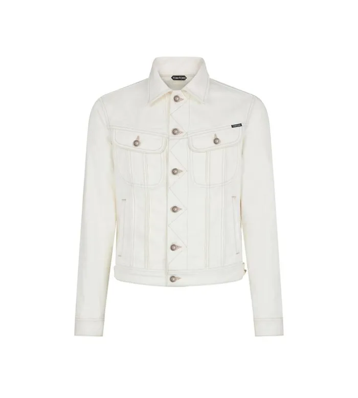 TOM FORD Outerwear Men WHITE TWILL ICON DENIM JACKET Ivory