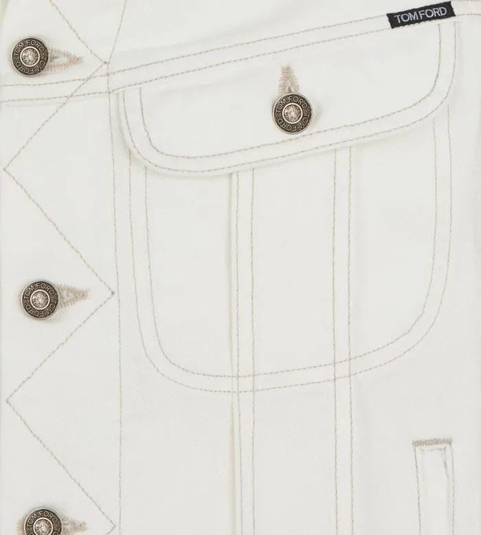 TOM FORD Outerwear Men WHITE TWILL ICON DENIM JACKET Ivory TOM FORD Outerwear Men WHITE TWILL ICON DENIM JACKET Ivory
