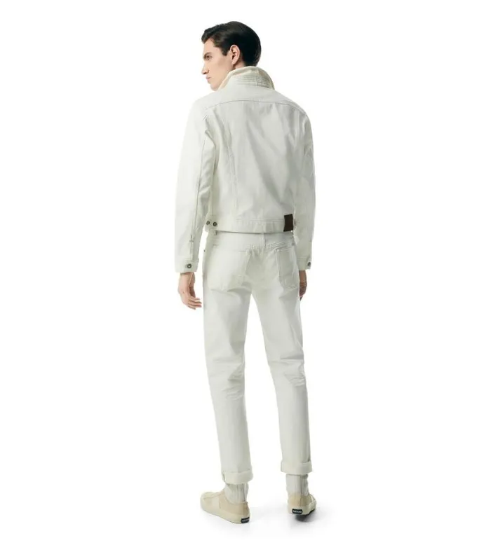 TOM FORD Outerwear Men WHITE TWILL ICON DENIM JACKET Ivory TOM FORD Outerwear Men WHITE TWILL ICON DENIM JACKET Ivory