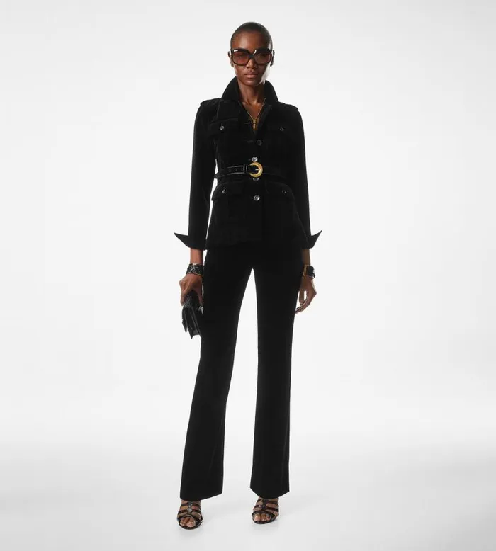 TOM FORD Outerwear Women VELVET SAFARI JACKET Black TOM FORD Outerwear Women VELVET SAFARI JACKET Black