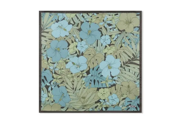 TOM FORD Pocket Squares Men HIBISCUS PRINT POCKET SQUARE Combo Blue