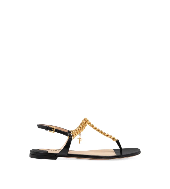 TOM FORD Sandals Women SHINY LEATHER ZENITH THONG SANDAL Black