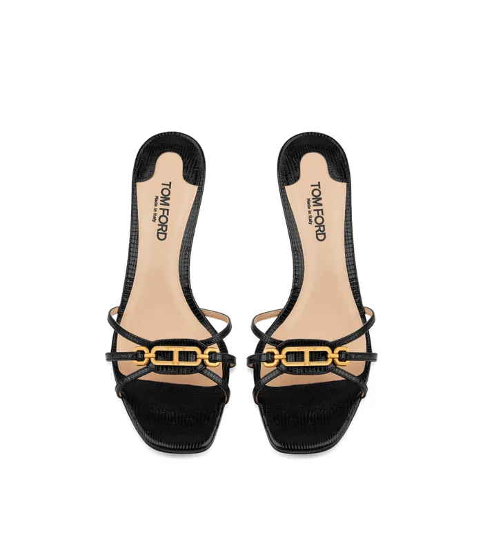 TOM FORD Sandals Women STAMPED LIZARD LEATHER WHITNEY MULE Black TOM FORD Sandals Women STAMPED LIZARD LEATHER WHITNEY MULE Black