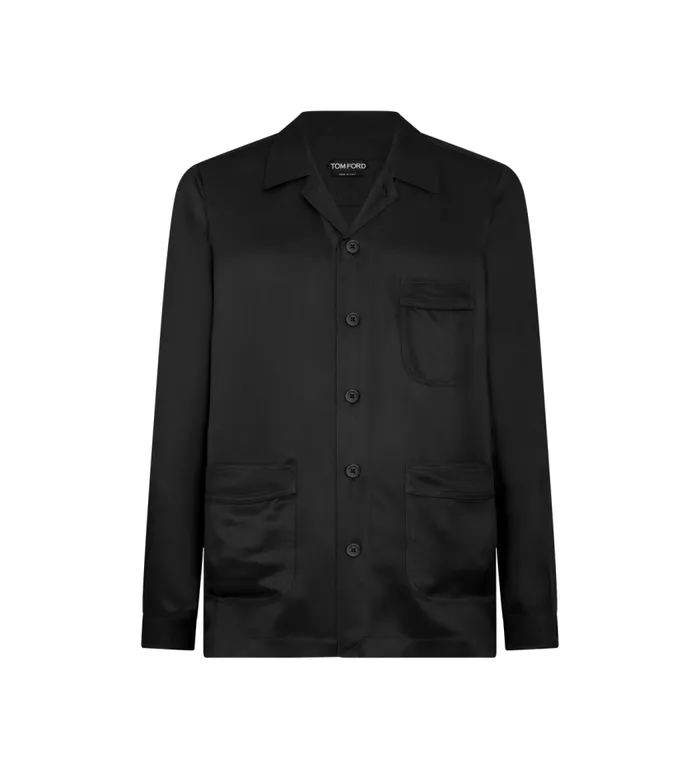 TOM FORD Shirts Men SILK TWILL PAJAMA SHIRT Black