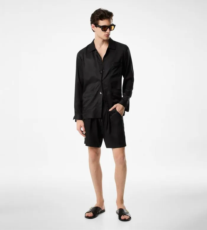 TOM FORD Shirts Men SILK TWILL PAJAMA SHIRT Black