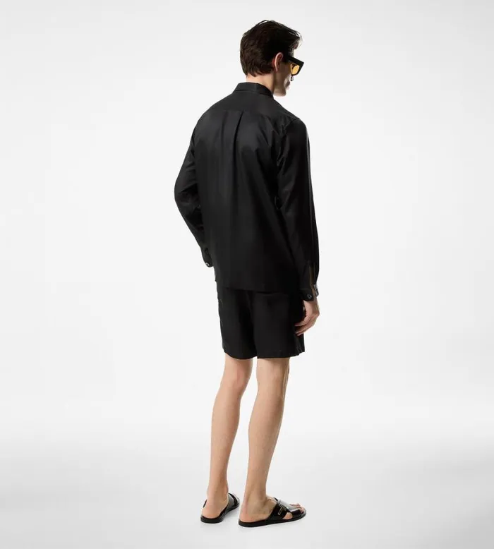 TOM FORD Shirts Men SILK TWILL PAJAMA SHIRT Black