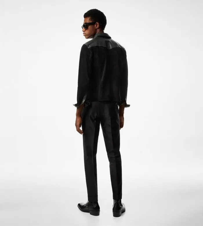 TOM FORD Shirts Men SOFT SUEDE CONTRAST WESTERN SHIRT Black TOM FORD Shirts Men SOFT SUEDE CONTRAST WESTERN SHIRT Black