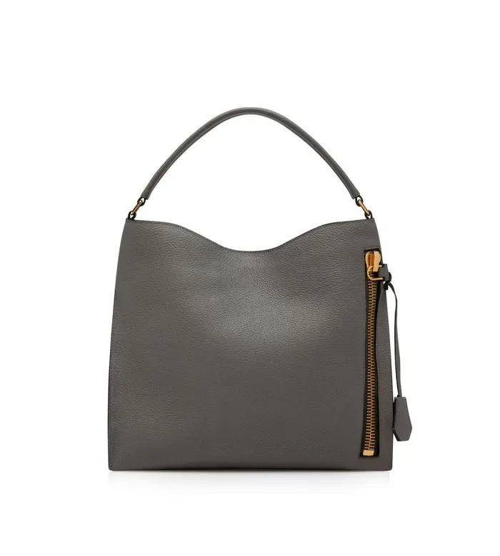 TOM FORD Shoulder Bags Women GRAIN LEATHER ALIX SMALL HOBO Graphite
