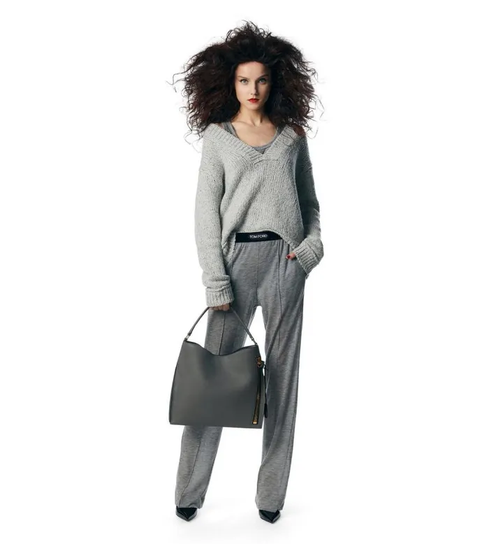 TOM FORD Shoulder Bags Women GRAIN LEATHER ALIX SMALL HOBO Graphite TOM FORD Shoulder Bags Women GRAIN LEATHER ALIX SMALL HOBO Graphite
