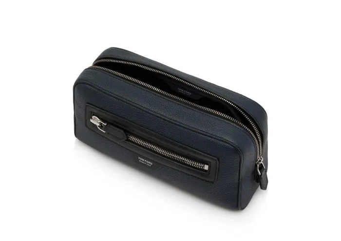 TOM FORD Small Leather Goods Men GRAIN LEATHER SMART TOILETRY BAG Midnight Blue Black TOM FORD Small Leather Goods Men GRAIN LEATHER SMART TOILETRY BAG Midnight Blue Black