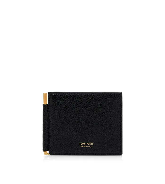 TOM FORD Small Leather Goods Men GRAINED LEATHER MONEY CLIP WALLET Black