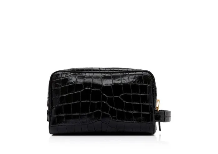 TOM FORD Small Leather Goods Men PRINTED ALLIGATOR LEATHER TOILETRY CASE Black TOM FORD Small Leather Goods Men PRINTED ALLIGATOR LEATHER TOILETRY CASE Black