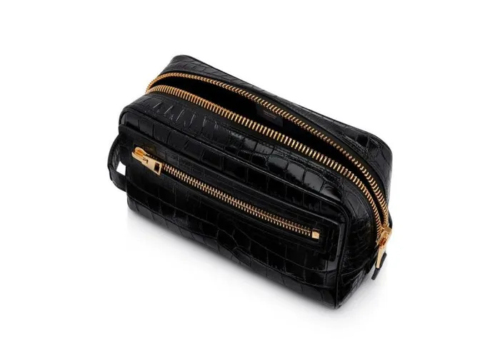 TOM FORD Small Leather Goods Men PRINTED ALLIGATOR LEATHER TOILETRY CASE Black TOM FORD Small Leather Goods Men PRINTED ALLIGATOR LEATHER TOILETRY CASE Black