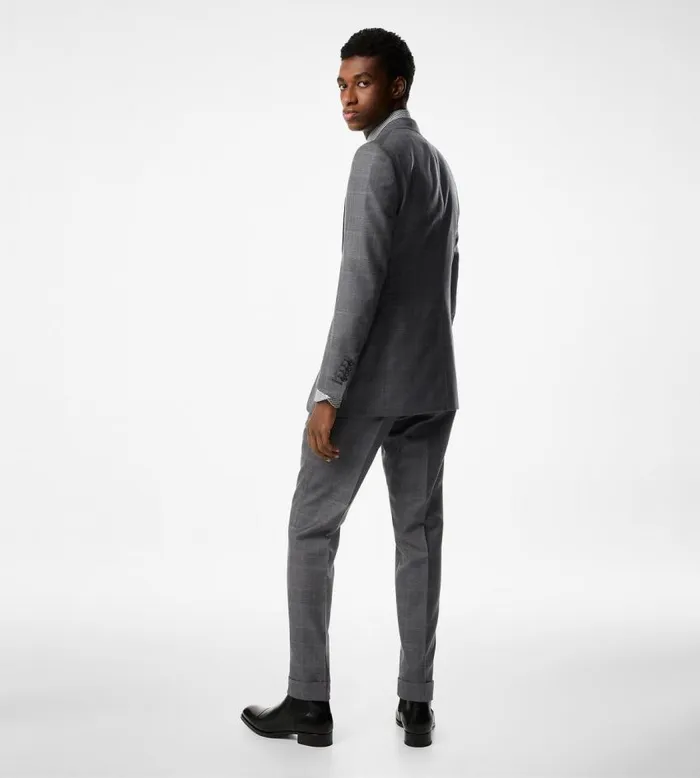 TOM FORD Suits Men PRINCE OF WALES SHELTON SUIT Grey TOM FORD Suits Men PRINCE OF WALES SHELTON SUIT Grey