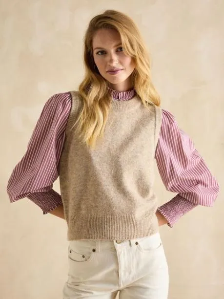 Tops and TShirts Women Joules Camel Regular Fit Knitted Vest