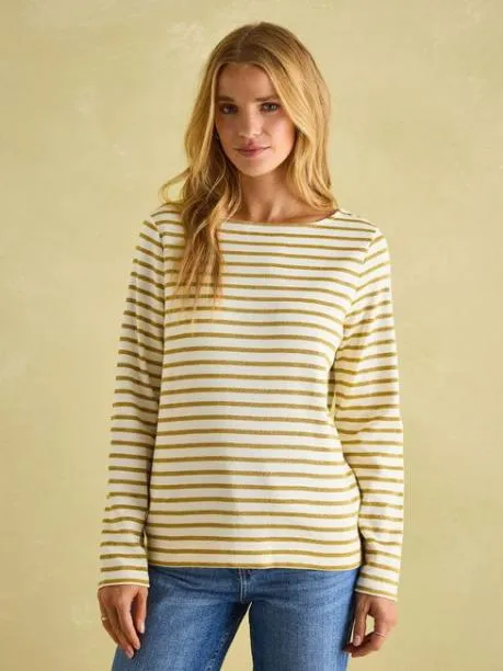 Tops and TShirts Women Joules Cream Gold Boat Neck Breton Top