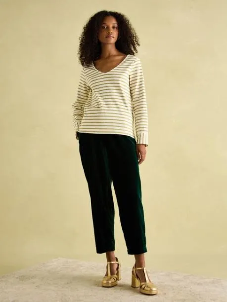 Tops and TShirts Women Joules CreamGold VNeck Jersey Top