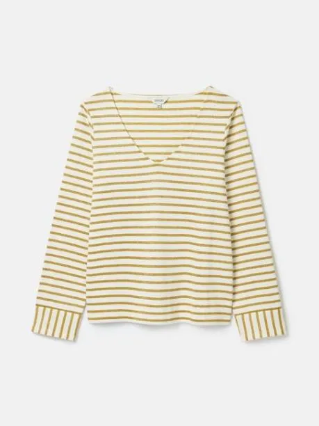 Tops and TShirts Women Joules CreamGold VNeck Jersey Top