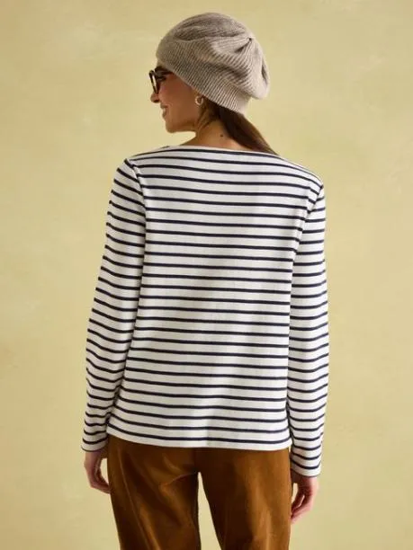 Tops and TShirts Women Joules MultiWhite Boat Neck Breton Top