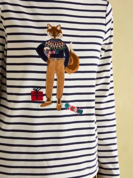 Tops and TShirts Women Joules MultiWhite Boat Neck Breton Top
