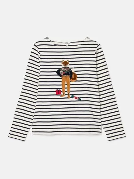 Tops and TShirts Women Joules MultiWhite Boat Neck Breton Top