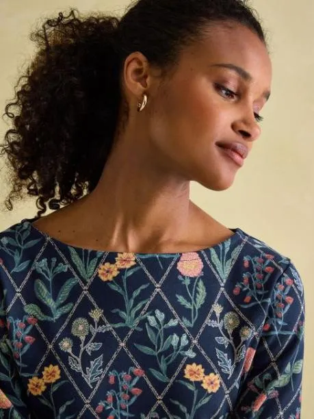 Tops and TShirts Women Joules Navy Floral Boat Neck Breton Top