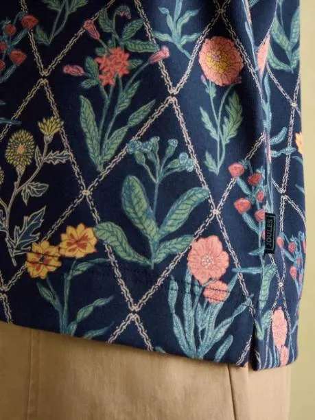 Tops and TShirts Women Joules Navy Floral Boat Neck Breton Top