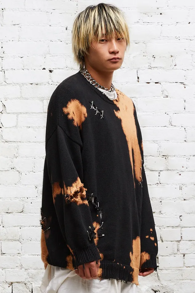 Tops And Knitwear Bleached Distressed Crewneck Sweater 8211 R13 Men