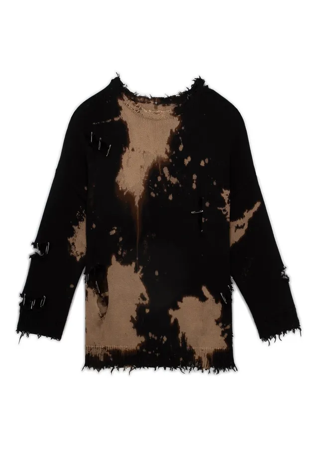 Tops And Knitwear Bleached Distressed Crewneck Sweater 8211 R13 Men