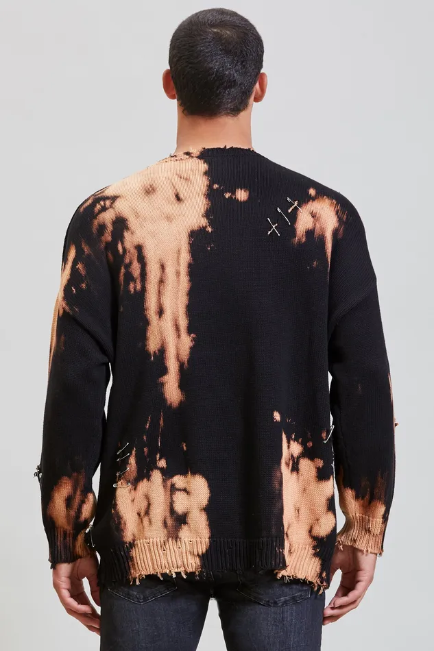 Tops And Knitwear Bleached Distressed Crewneck Sweater 8211 R13 Men