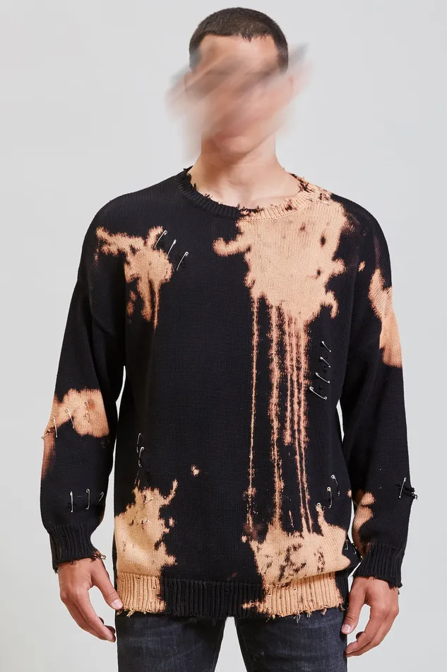 Tops And Knitwear Bleached Distressed Crewneck Sweater 8211 R13 Men