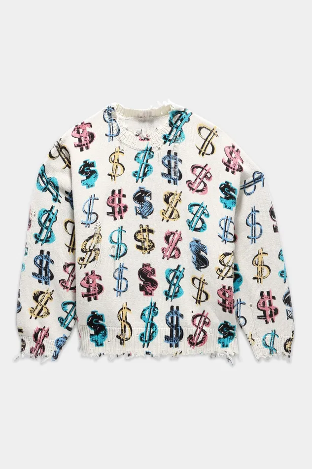 Tops And Knitwear Men R13 Dollar Sign Oversized Sweater 8211 Multicolor