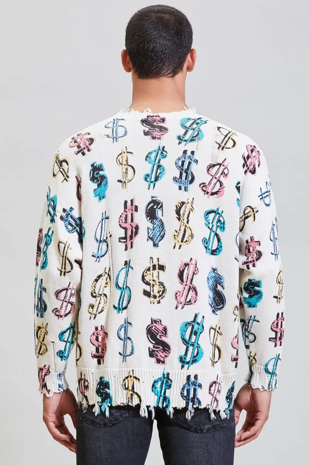 Tops And Knitwear Men R13 Dollar Sign Oversized Sweater 8211 Multicolor