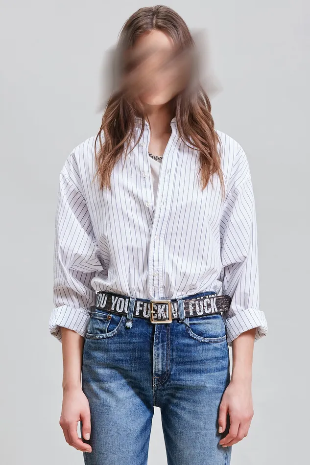 Tops Women R13 Dolman Sleeve Shirt 8211 Royal Blue Wide Pinstripe