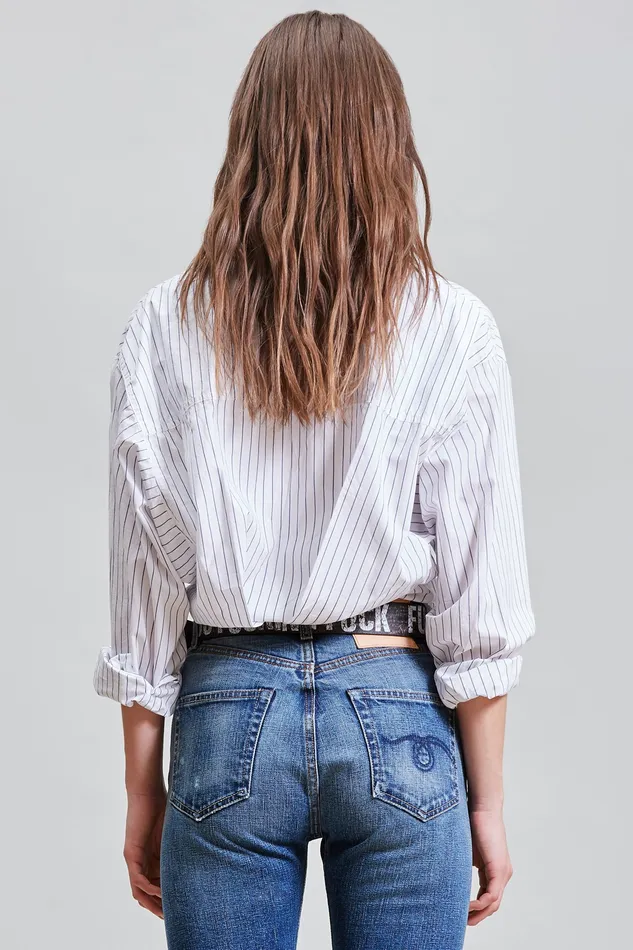 Tops Women R13 Dolman Sleeve Shirt 8211 Royal Blue Wide Pinstripe